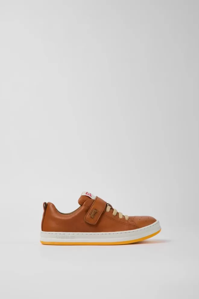 Zapatillas<Camper Sneakers Marrones De Piel Para Ninos