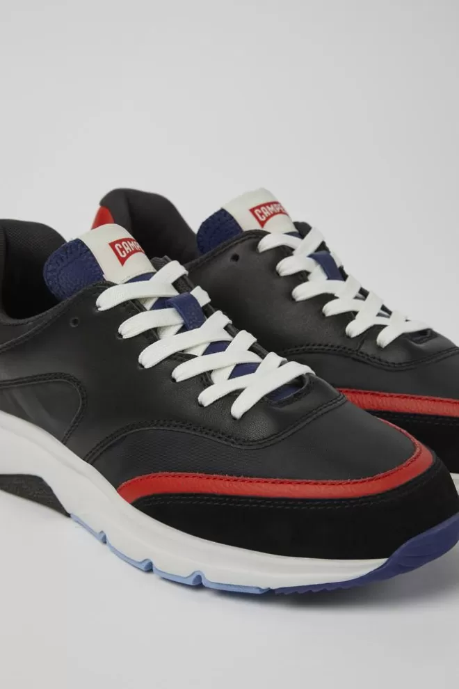 Zapatillas<Camper Sneakers Negras Y Rojas De Tejido Y Piel Para Mujer