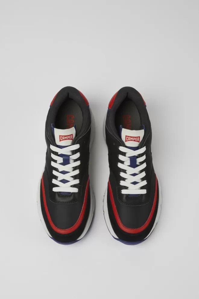Zapatillas<Camper Sneakers Negras Y Rojas De Tejido Y Piel Para Mujer
