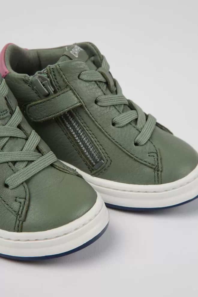 Zapatillas<Camper Sneakers Verdes De Piel Para Ninos