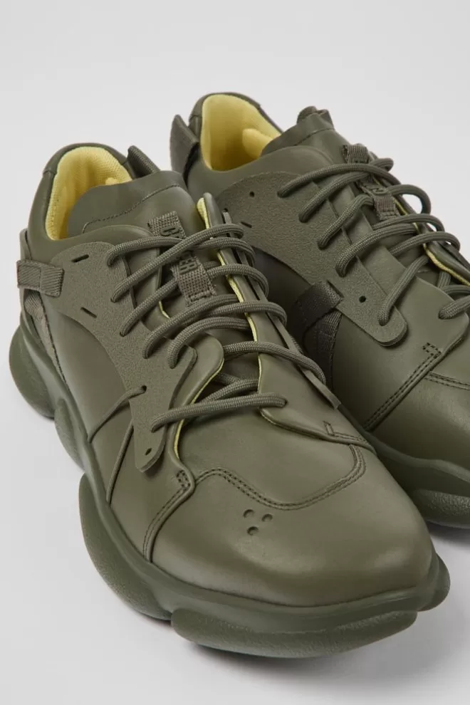 Zapatillas<Camper Sneakers Verdes De Piel Y Tejido Para Hombre