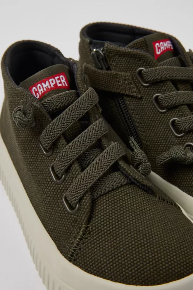 Zapatos De Cordones<Camper Sneakers Verdes De Tejido Para Ninos