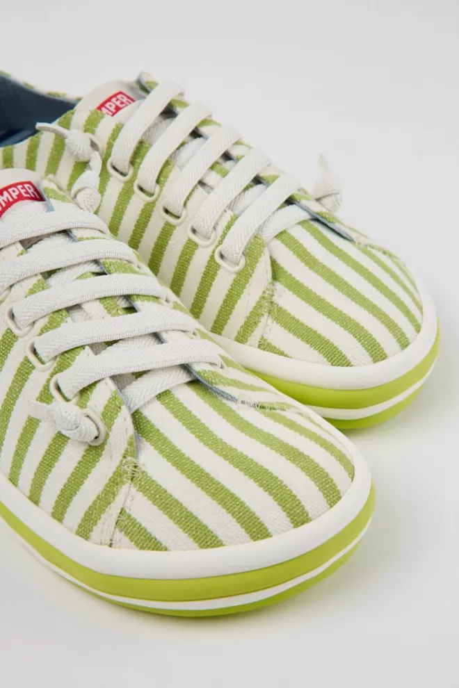 Zapatillas<Camper Sneakers Verdes Y Blancas De Tejido Para Mujer