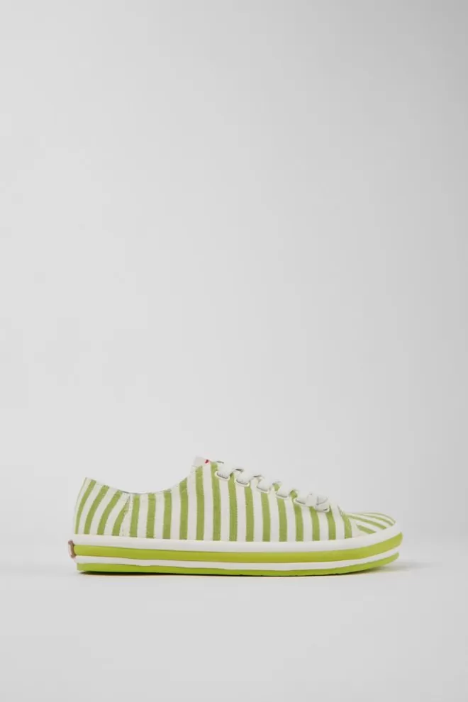 Zapatillas<Camper Sneakers Verdes Y Blancas De Tejido Para Mujer