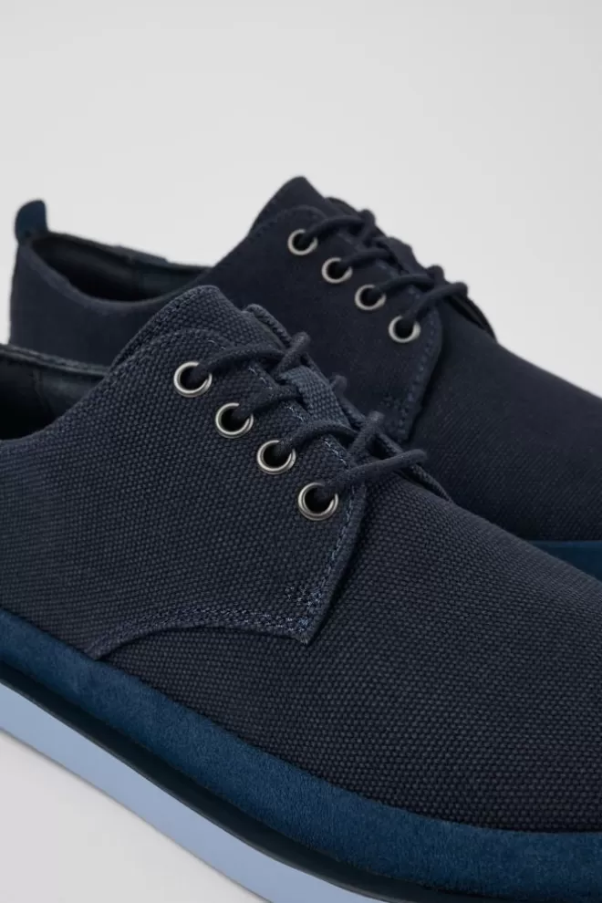 Zapatos De Vestir<Camper Zapato Blucher De Tejido/Nobuk Azul Para Hombre