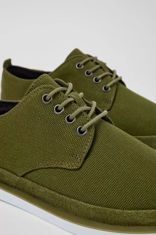 Zapatos De Vestir<Camper Zapato Blucher De Tejido/Nobuk Verde Para Hombre