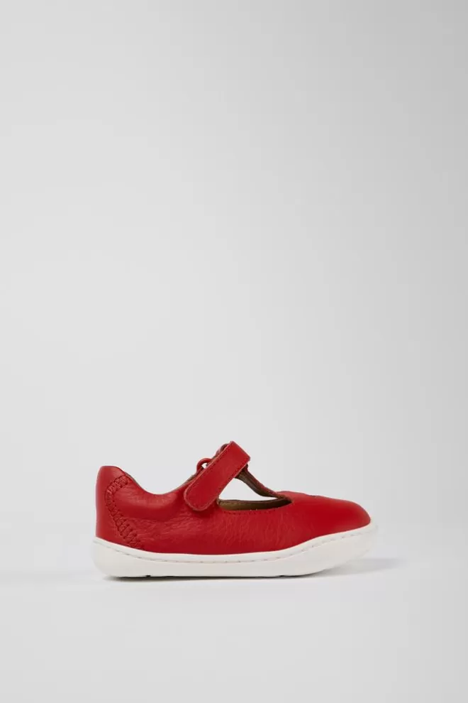 Autocierre<Camper Zapato De Piel Rojo Con Tira En T