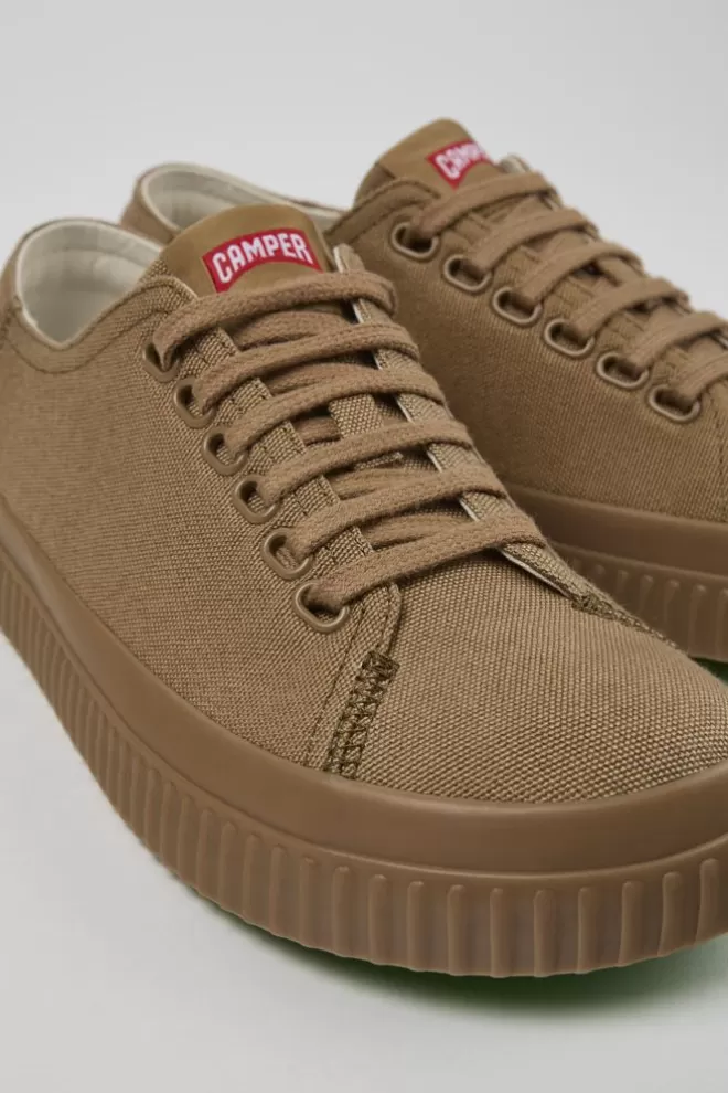 Zapatillas<Camper Zapatos De Tejido Marrones Para Mujer