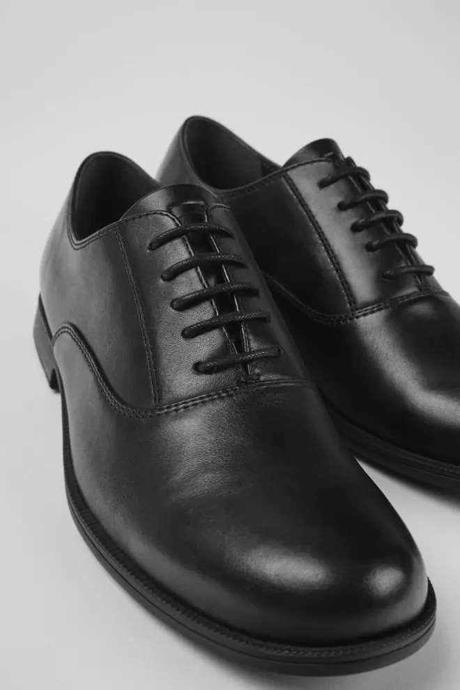 Zapatos De Vestir<Camper Zapatos Negros De Piel Con Cordones Para Mujer