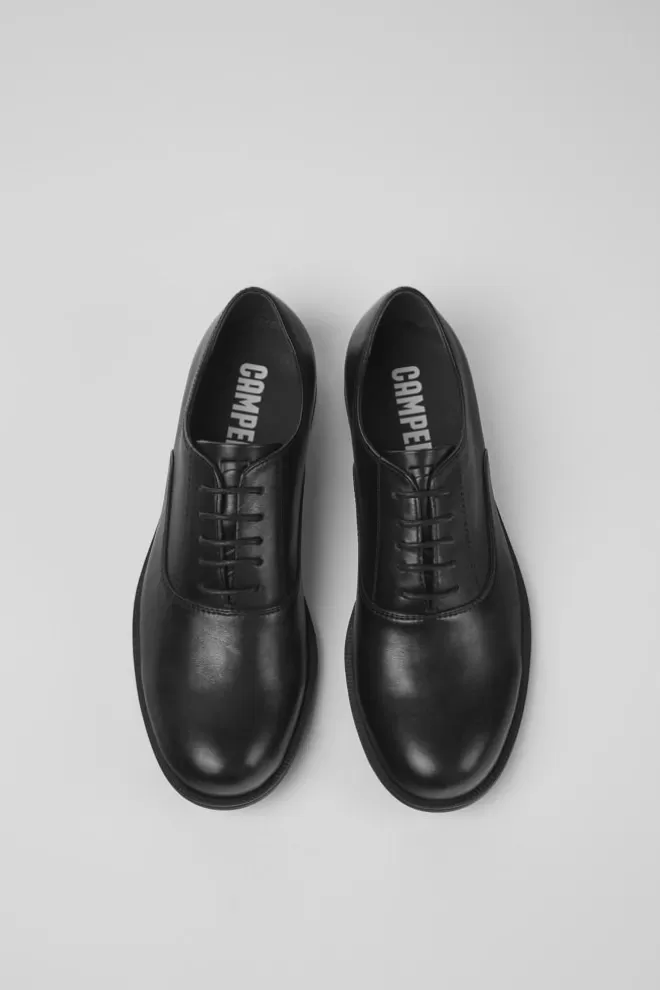 Zapatos De Vestir<Camper Zapatos Negros De Piel Con Cordones Para Mujer