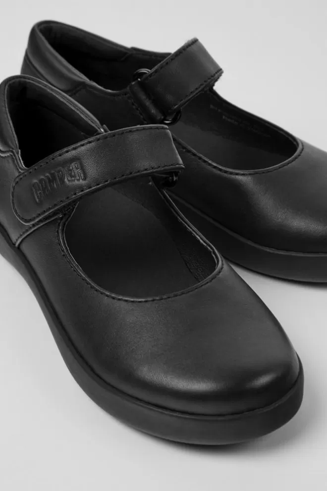 Bailarinas<Camper Zapatos Negros De Piel Para Ninos