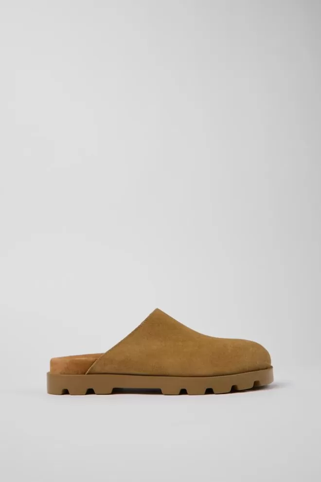 Sandalias<Camper Zueco De Nobuk Marron Para Mujer